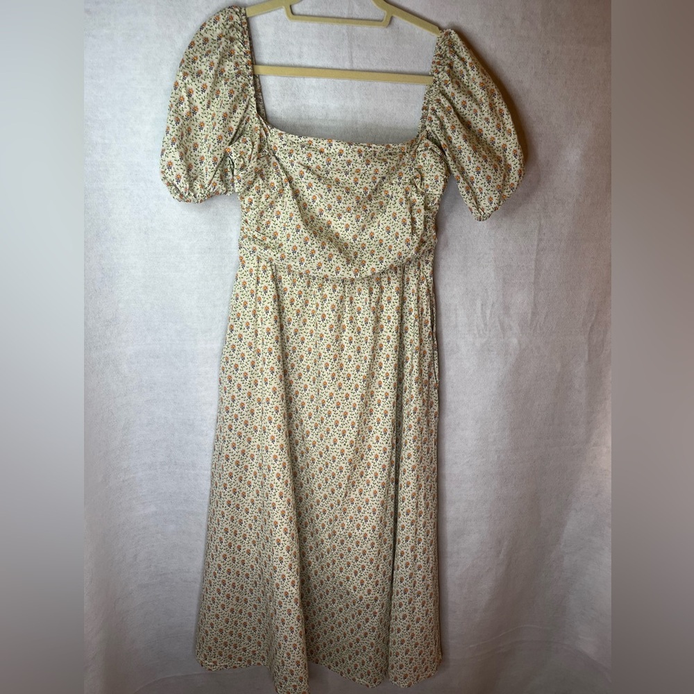 O. P. T. ‎ Dress Anthropology River Sweetheart Midi Sz L NWOT Floral Cottage OPT
